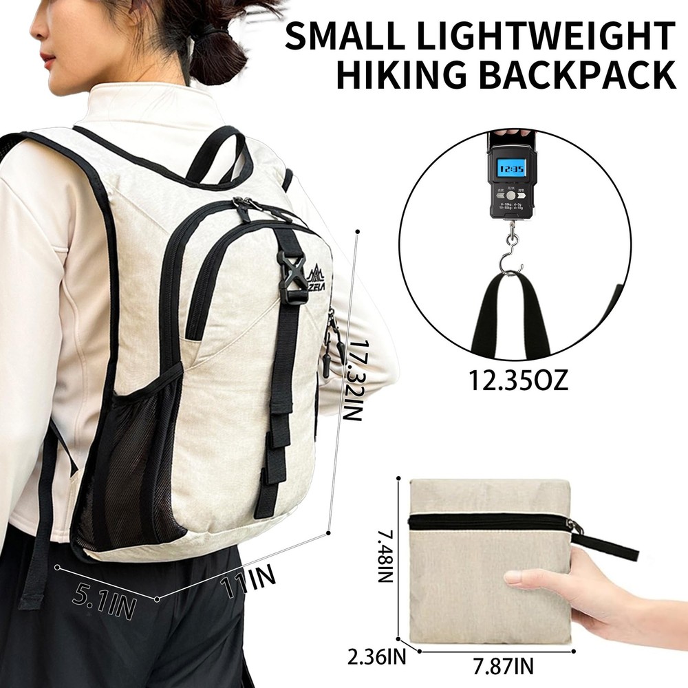 15L Small Hiking Backpack Foldable Packable Travel Backpack with Phone Pocket...