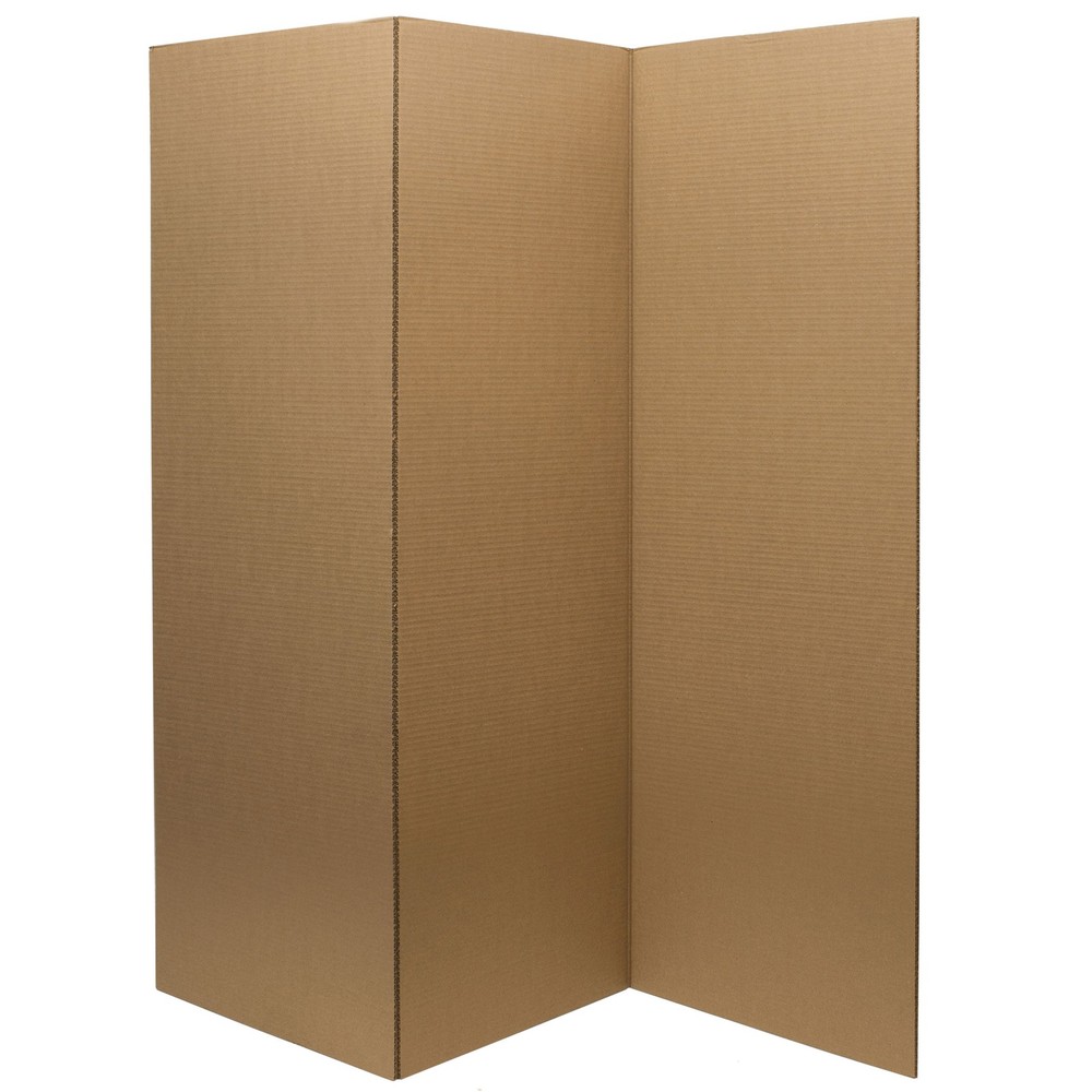 4 ft. Short Brown Temporary Cardboard Folding Screen - 3 Panels