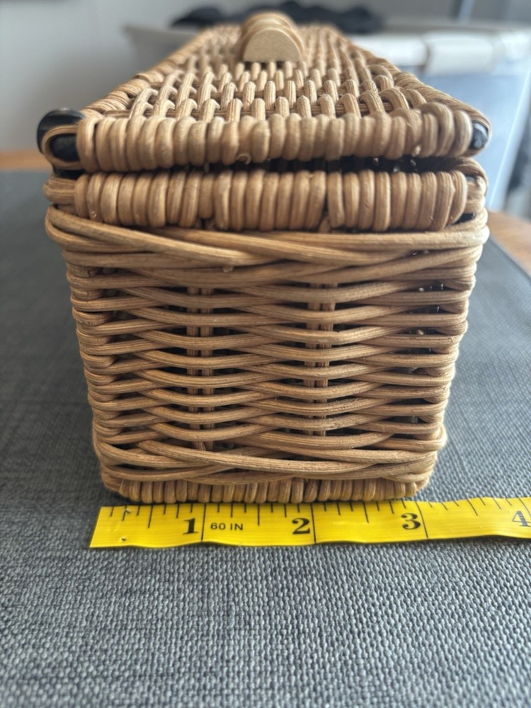 Basket Woven Rectangular Lidded 12x3 Inches