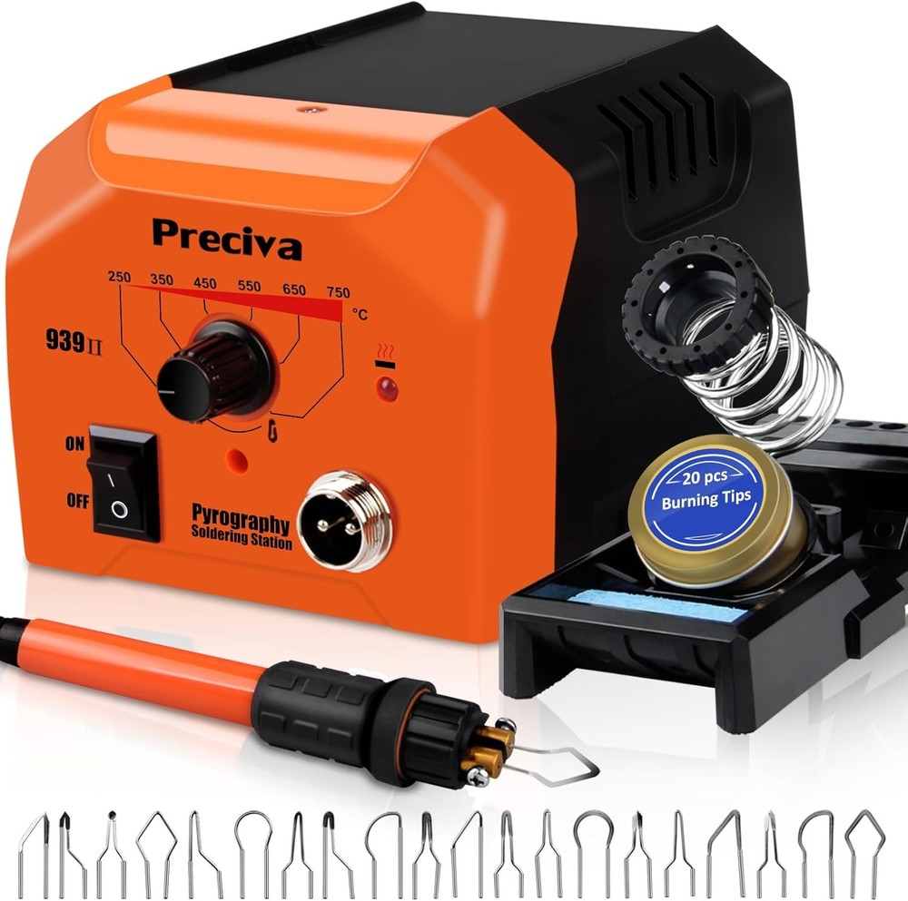 40W Adjustable Temperature Wood Burning Kit & Pyrography Tool Set