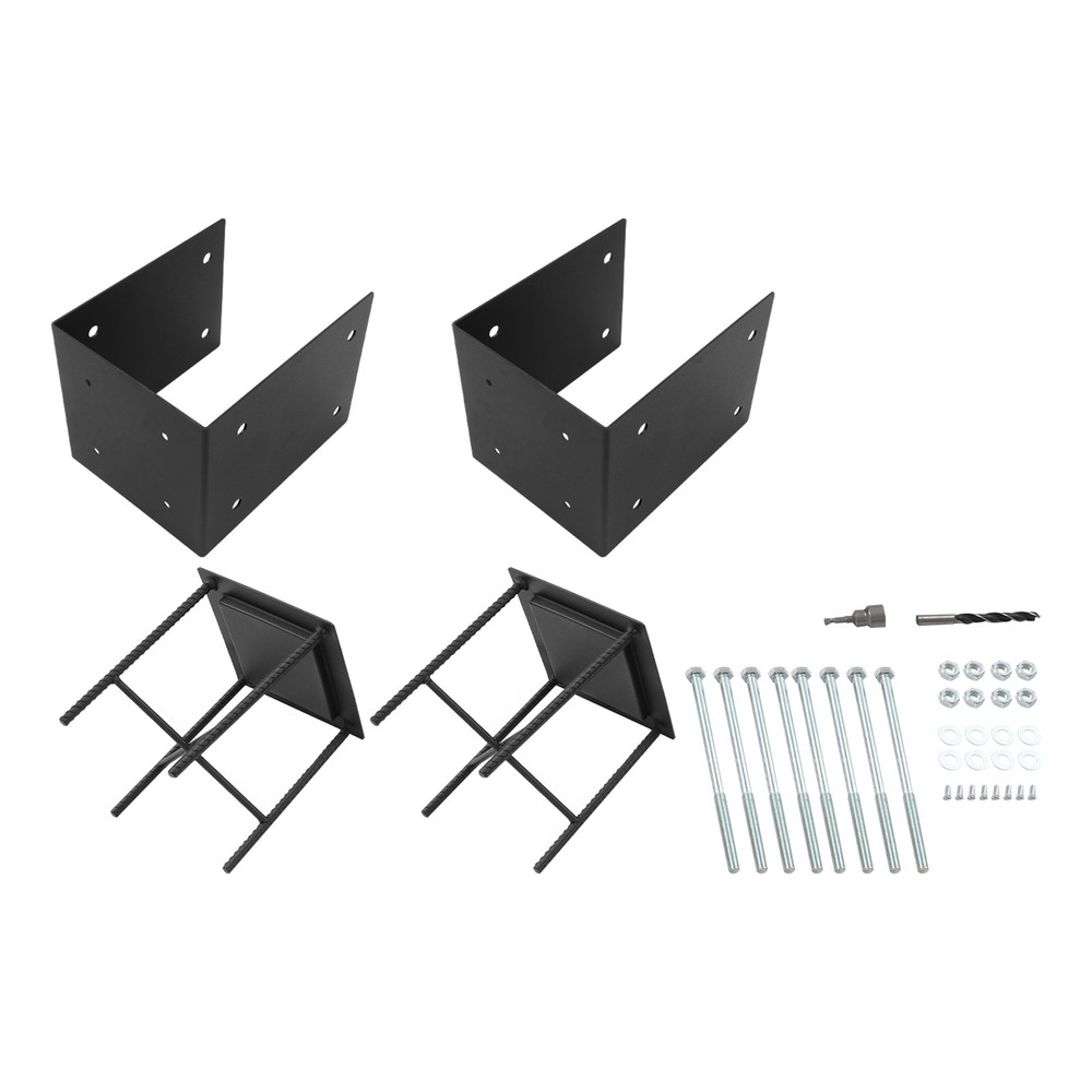 2-Pack U-Shaped Post Base for 7x7 Wood Posts, Heavy Duty Steel Fence/Deck Holder