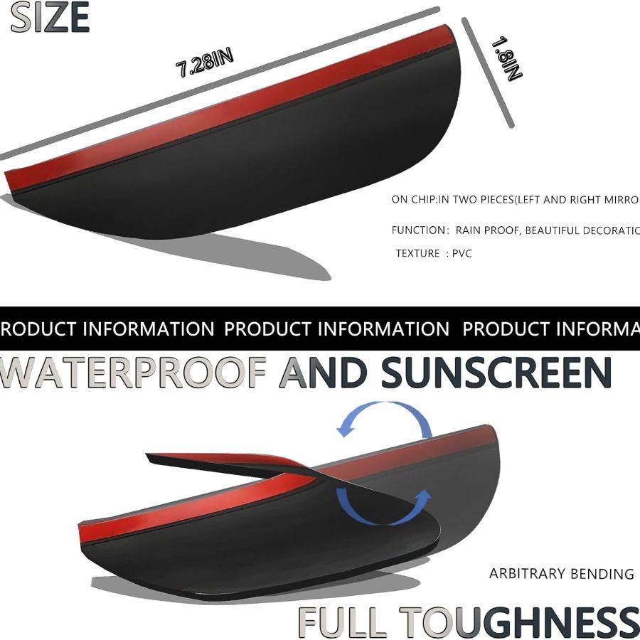 2 Pack Car Rear View Mirror Rain Visor Guard, Side Mirror Rain Guards, Car Side