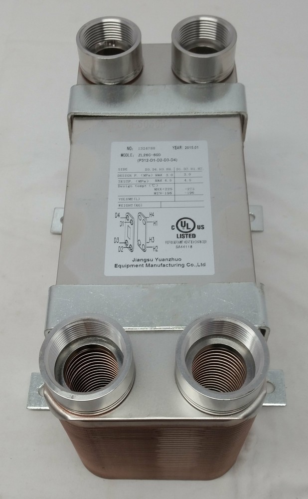 70 Plate Water to Water Brazed Plate Heat Exchanger 1 1/4" FPT Ports w/ Brackets