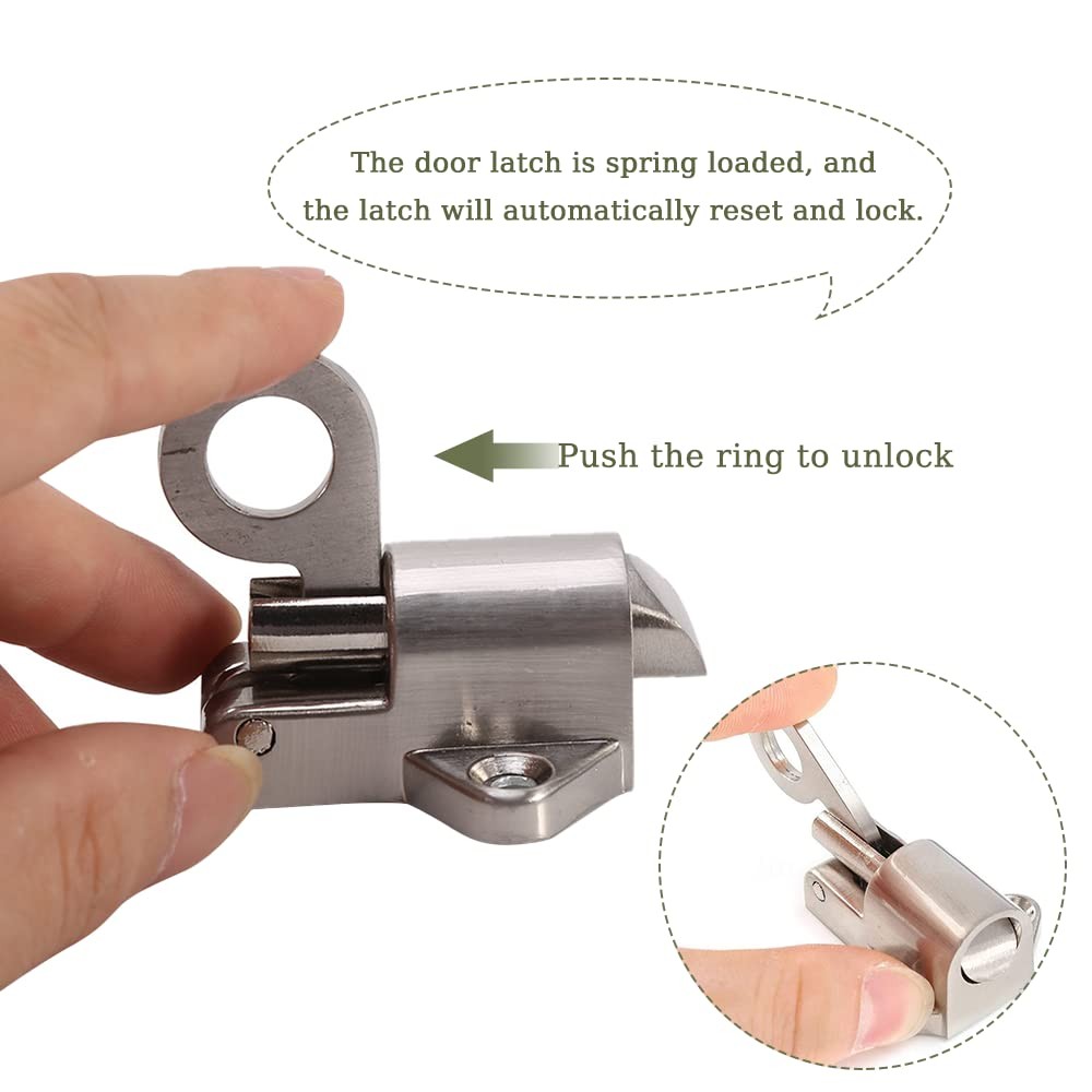 Spring Loaded Latch Automatic Bolt Self Closing Pull Security Door Lock for Gate
