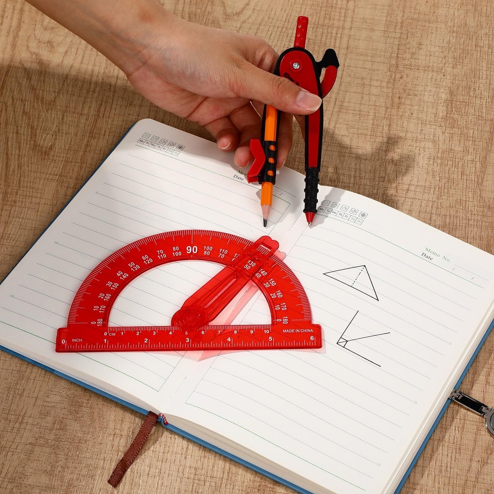 Zonon Student Protractor and Compass Set, Geometry Math Set Red