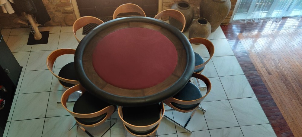 High End Custom Poker Table Set (8 Matching Charis)