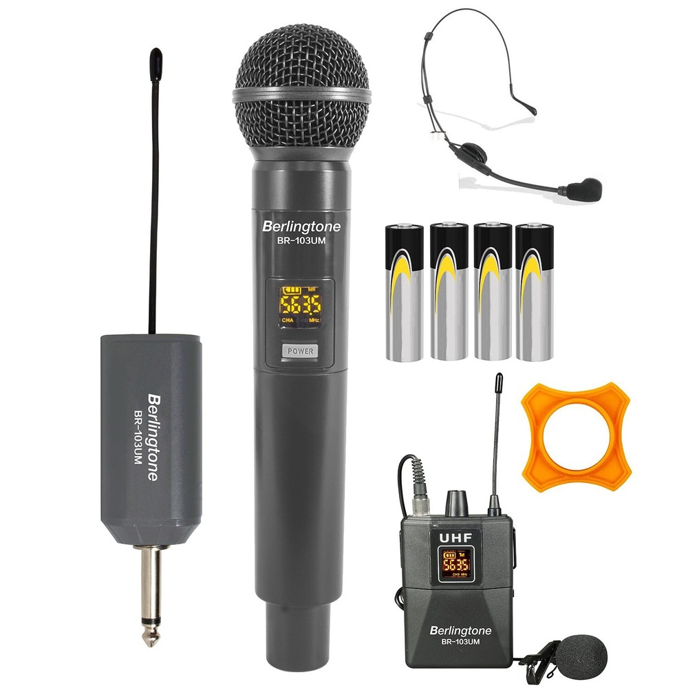 Berlingtone BR-103UM Dual UHF Wireless Microphone System, Headset, 96 adjustable