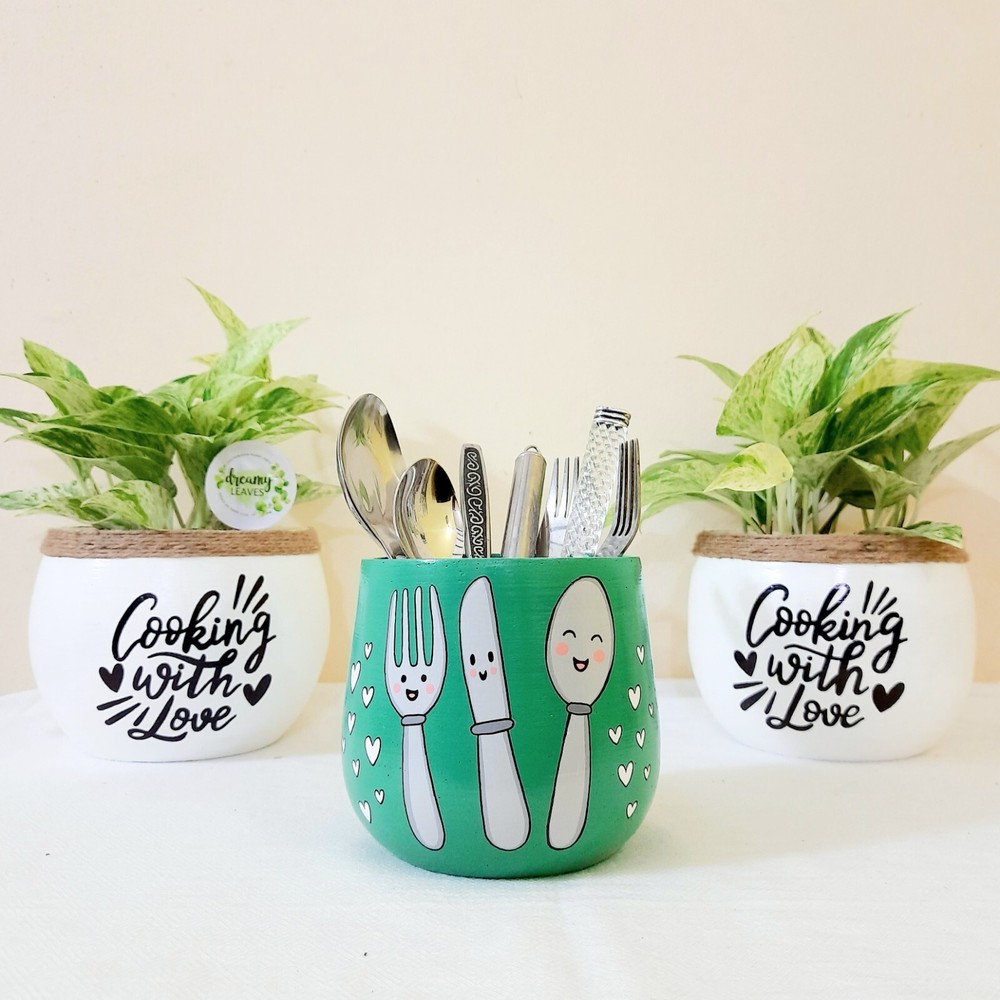 Custom Hand-Painted Utensil Holder – Personalized, Functional, Decorative Design
