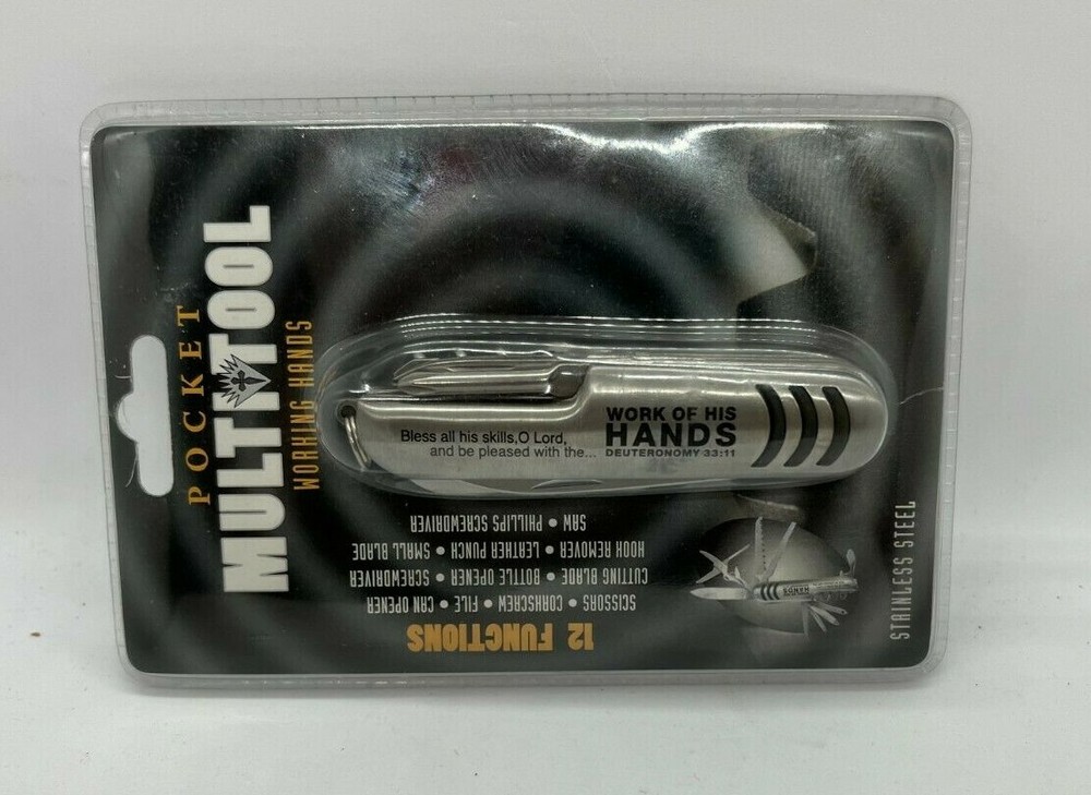 12 FUNCTION WORKING HANDS POCKET MULTITOOL STAINLESS STEEL NEW SEALED