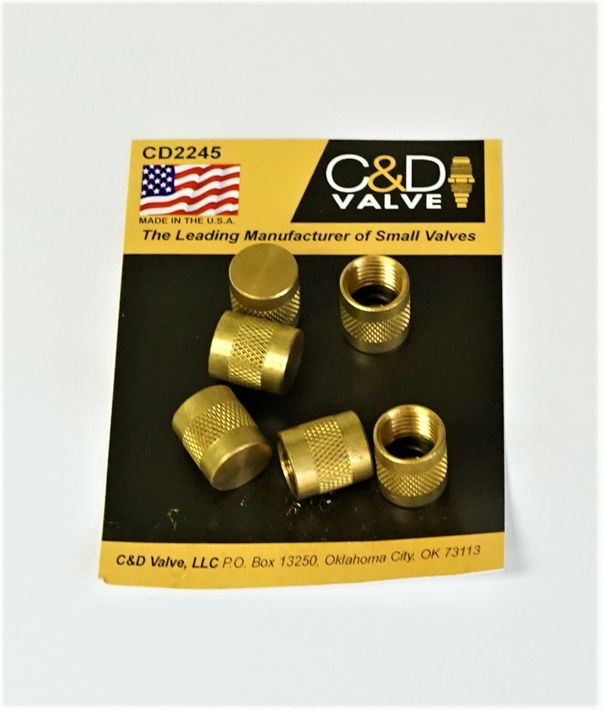 6 Pack of 1/4 inch Flare Caps for Refrigeration Access Ports C&D CD2245/6