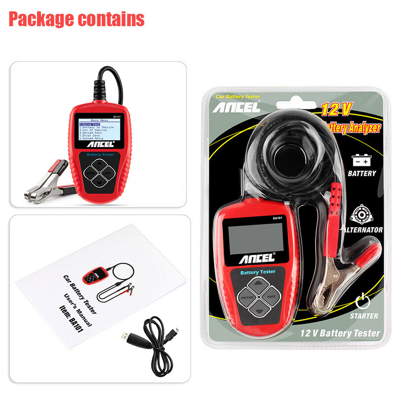 ANCEL BA101 Car Battery Tester 12V Load Tester Charging System Digital Analyzer