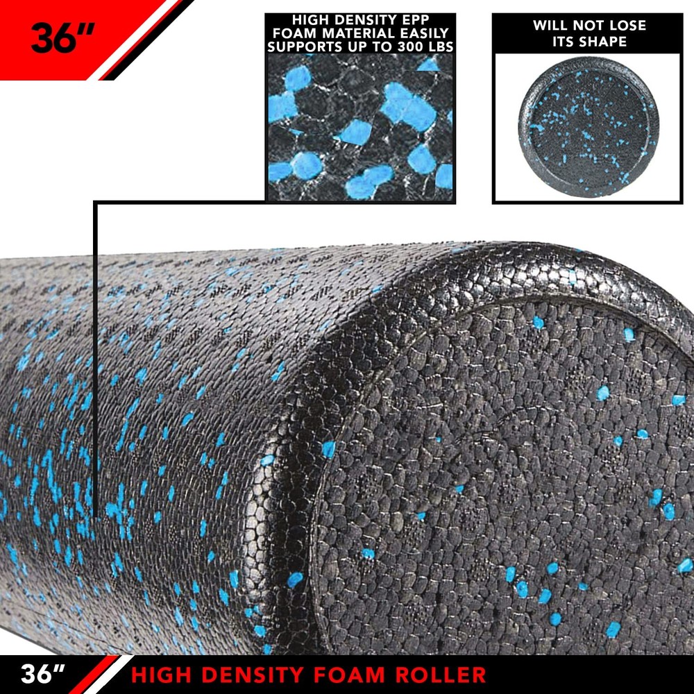 High Density Foam Roller, Speckled Blue, 36-Inch