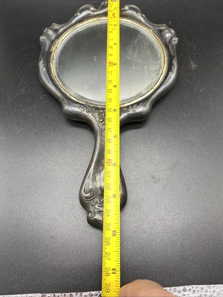 Victorian Silverplate Repousse Cherub Frame Vanity Mirror