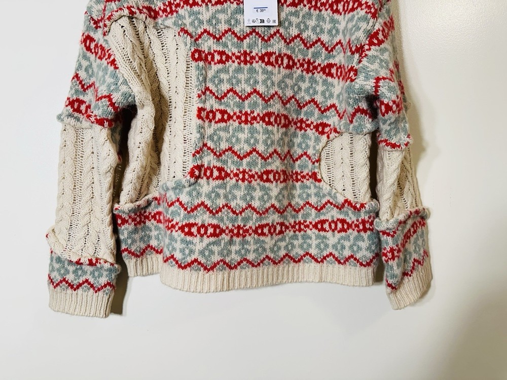 Zara mock neckline wool blend pullover sweater multicolor NWT size L