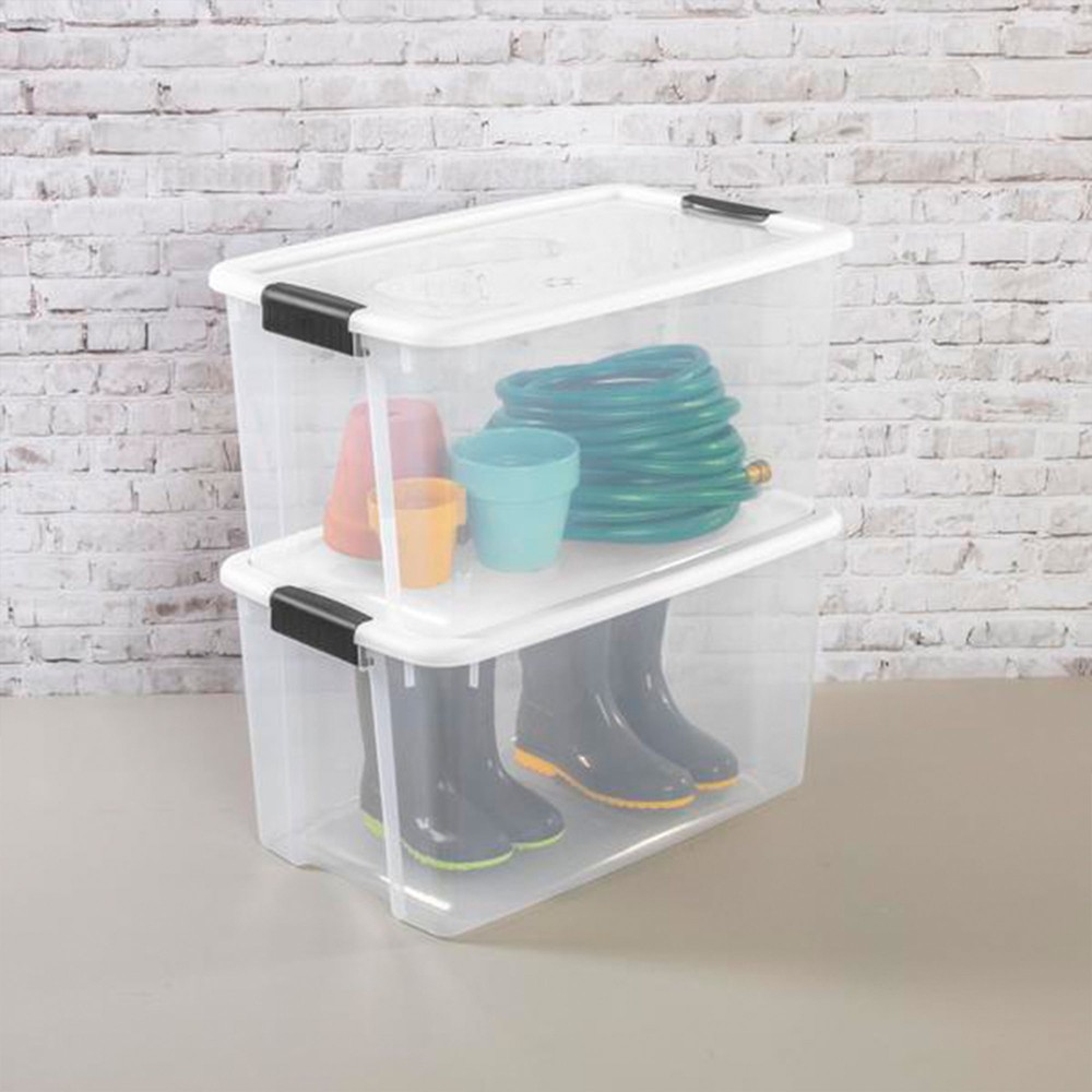 Sterilite Clear Plastic Stackable Storage Bin with Latching Lid