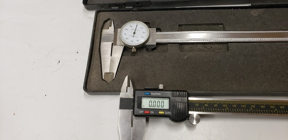 2-Piece Imported 0 -12" Electronic & Dial Calipers in Boxes. Both Working.