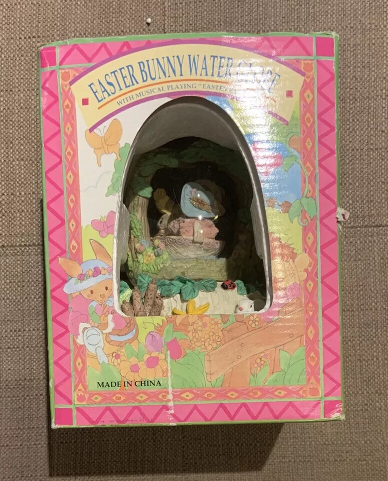 Easter Bunny Rabbit Musical Egg Shaped Water Globe Spring Easter Parade