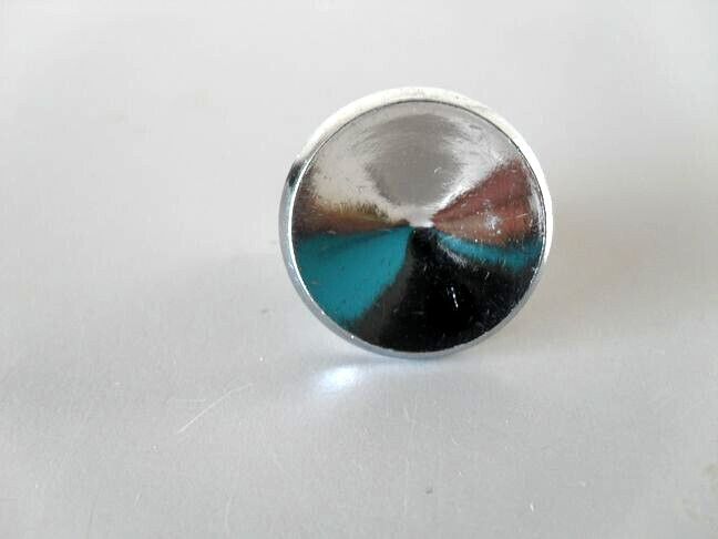 Vintage 1" Small Chrome Drawer Knobs Cabinet Door Pull Concave Face