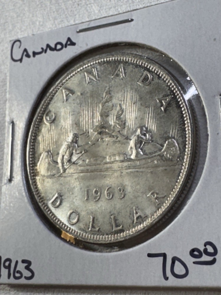 1963 Canada 1 Dollar Large Silver Coin Voyageur