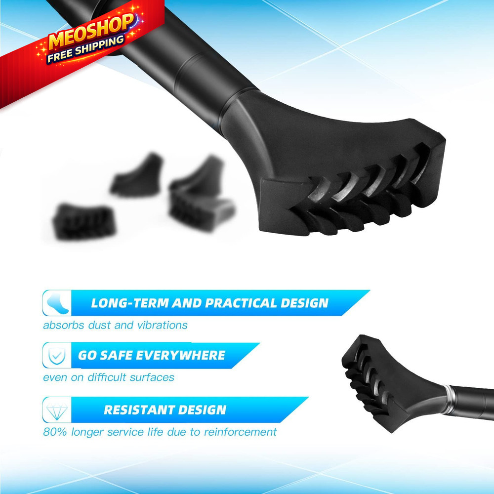 6 Pack Hiking Walking Sticks Rubber Tips, Replacement Tips Protectors black