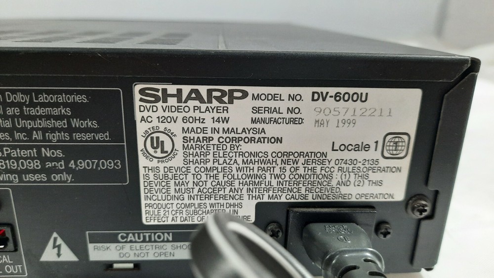 Sharp DV-600U DVD Player