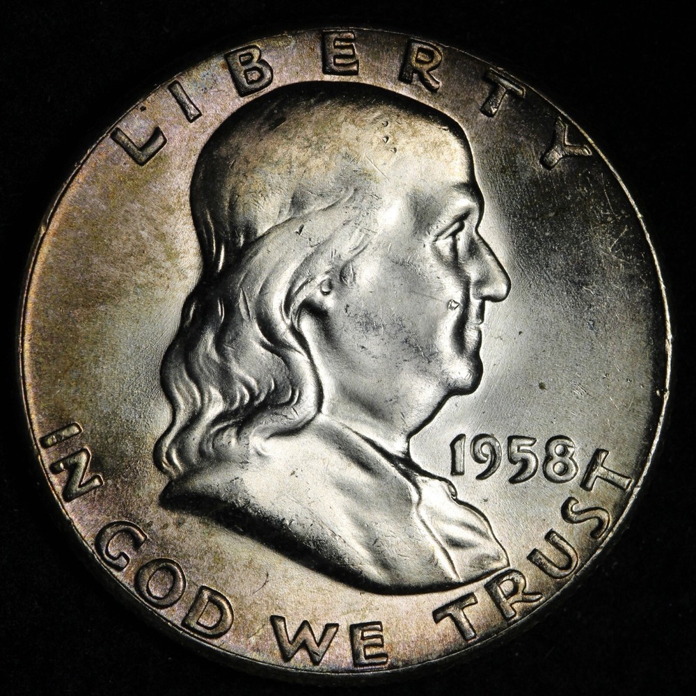 1958 Franklin Silver Half Dollar BU *UNCIRCULATED* MS TONED E302 JKCF