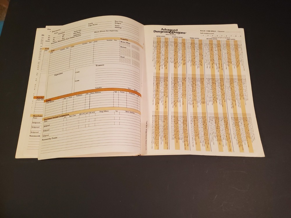 Dungeons & Dragons: Player Character Record Sheets 1986 ☆ D&D ☆ Authentic ☆