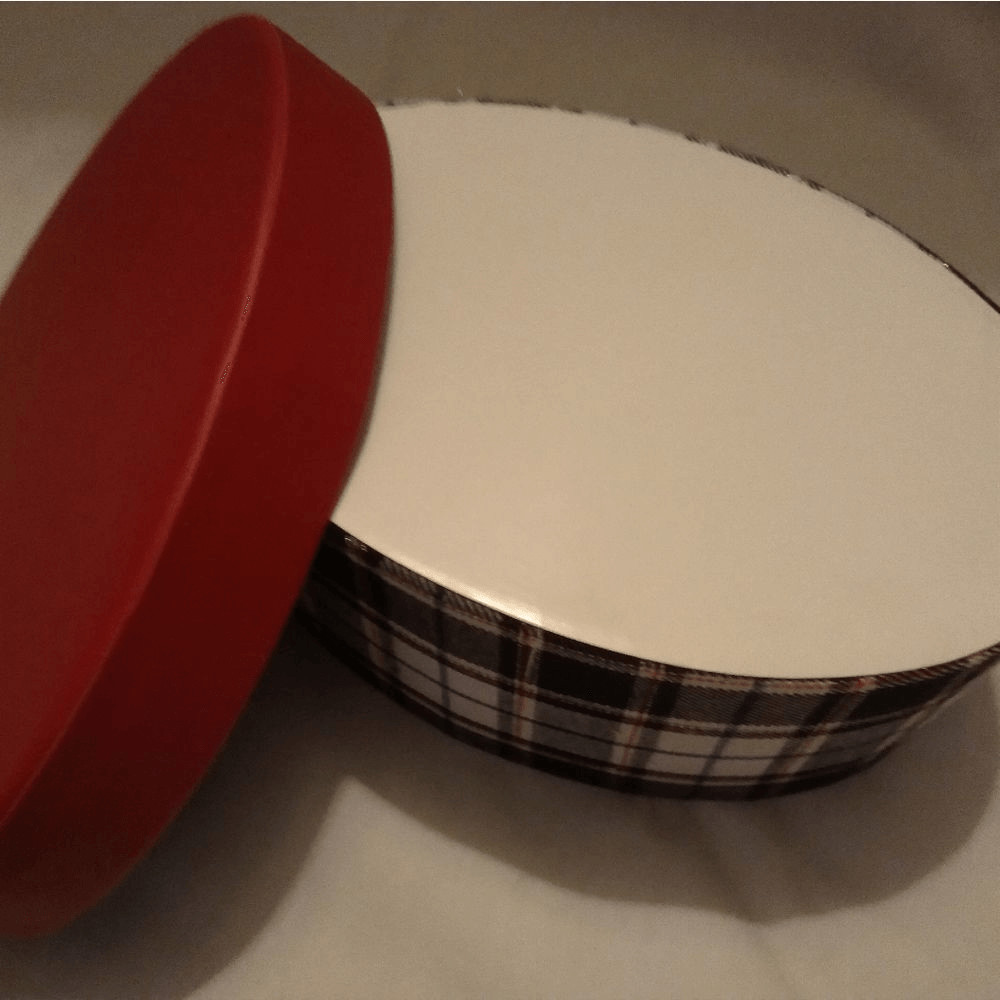 Red Oval plaid storage box & small trinket, bento box