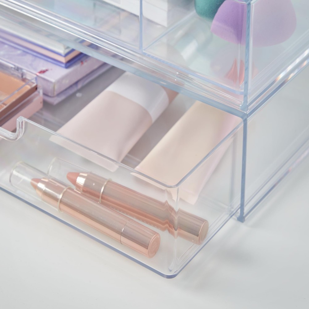 STORi STAX Stackable Clear Plastic Organizer Drawers Set of 2 12.5" Wide