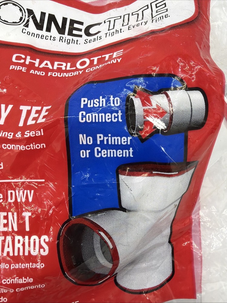 CONNECTITE Charlotte 2" PVC Push-Fit DWV Sanitary TEE Free Ship New