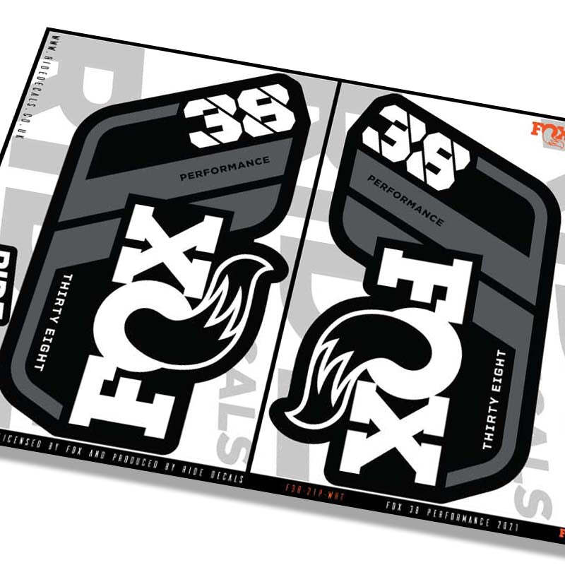 Fox 38 Performance 2021 Fork Decals - White- Licensed by Fox