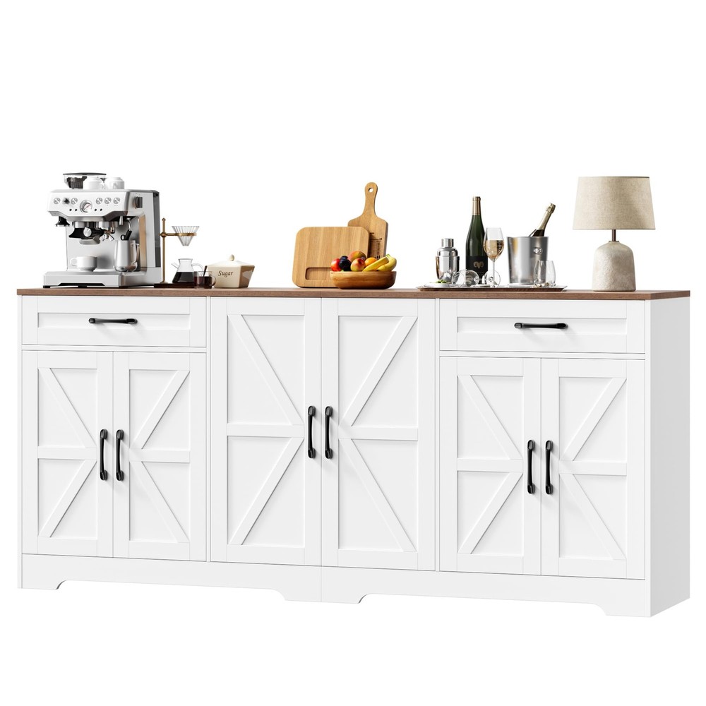 71” Large Sideboard Buffet Cabinet with Storage, Farmhouse Kitchen Buffet Cab...
