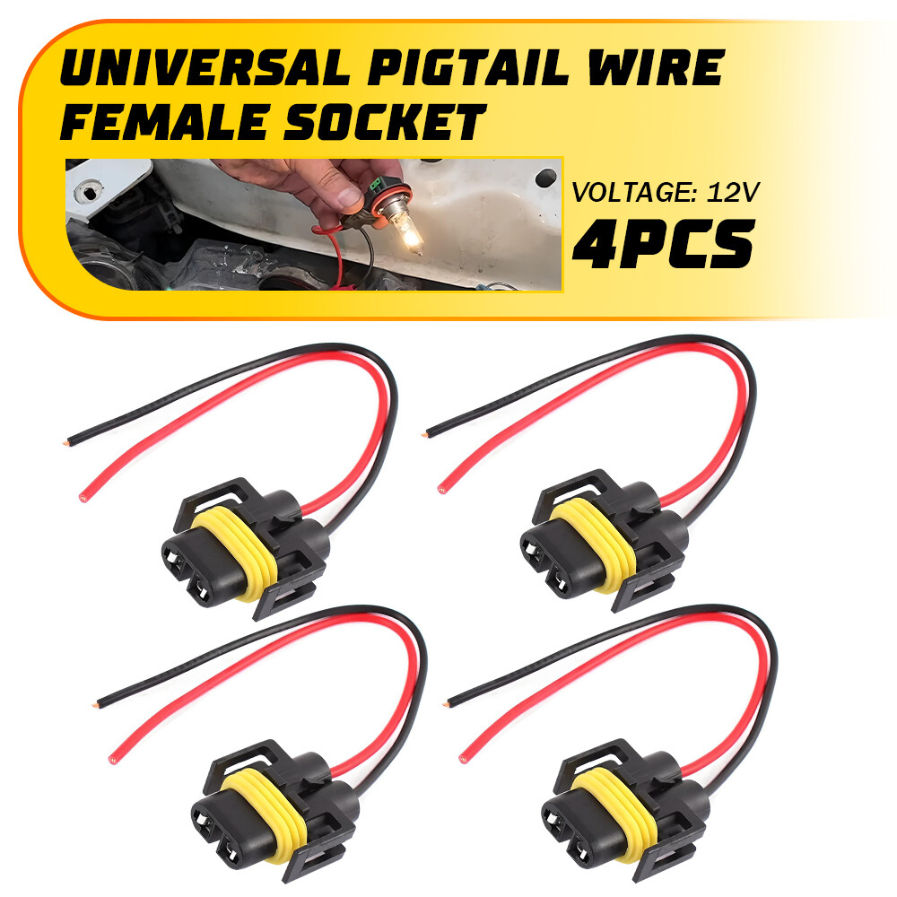Wire Pigtail Female S H11 Two Harness Head Light Low Beam Socket Connector Plug
