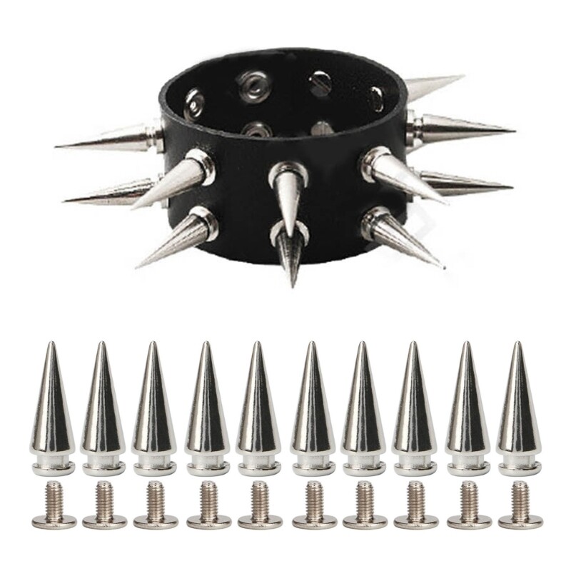 10-Pieces Multiple Sizes Cone Spikes Stud Rivets Metal Studs Punk Style