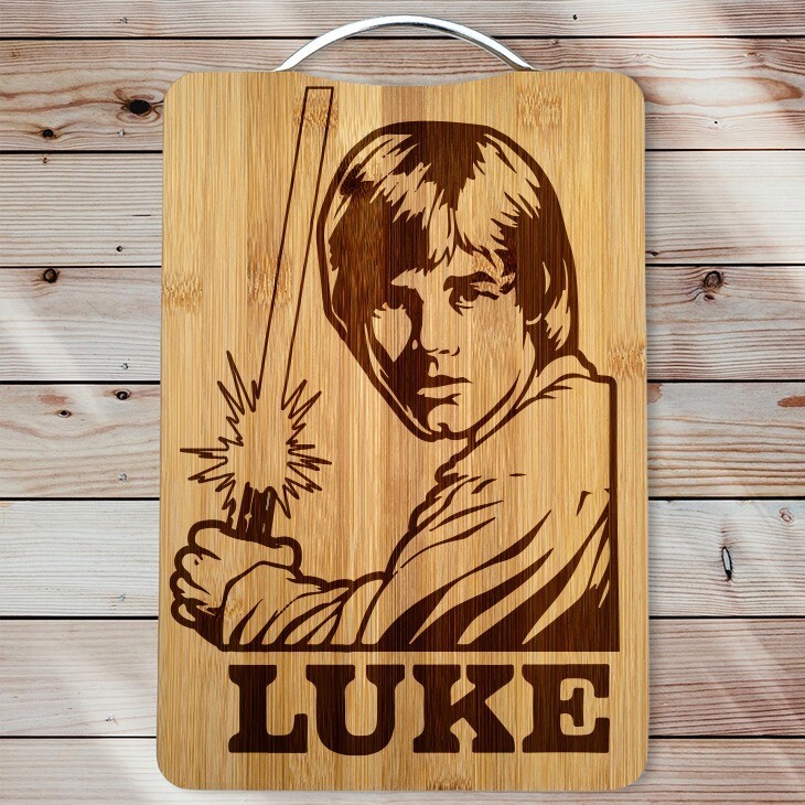 Luke Skywalker Classic Laser Engraved Bamboo Cutting Board