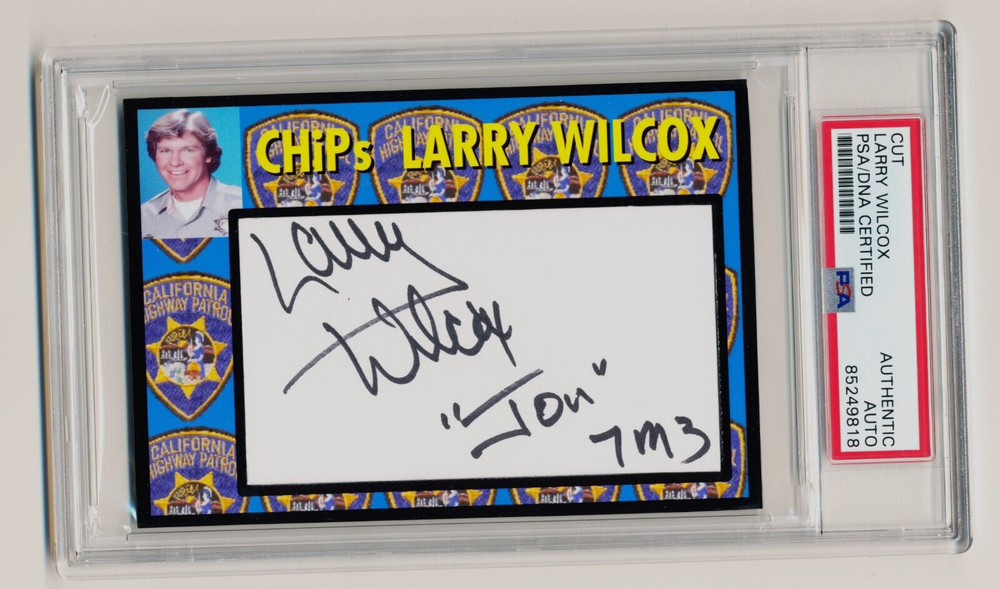 Larry Wilcox Signed Cut Custom Photo Display PSA/DNA Slabbed CHiPs Jon Baker