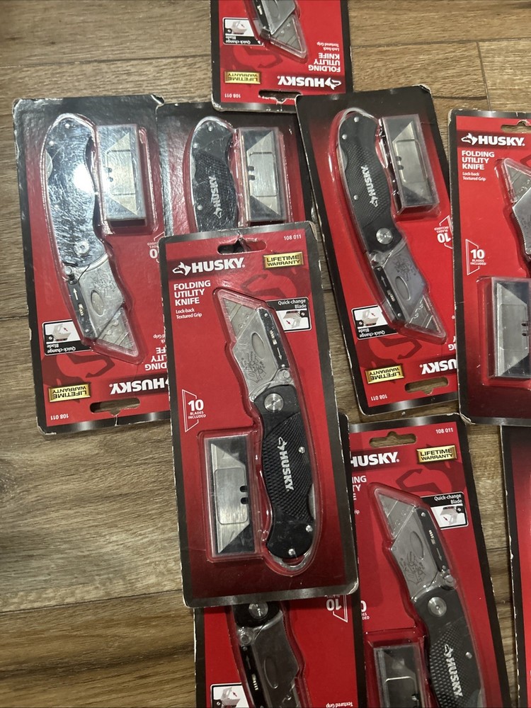 Husky Folding Utility Knife Lock Back Textured Grip #9 Total