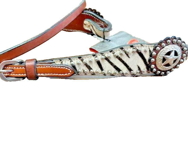 Circle Y Leather Headstall Zebra Print Hide-New With Tags