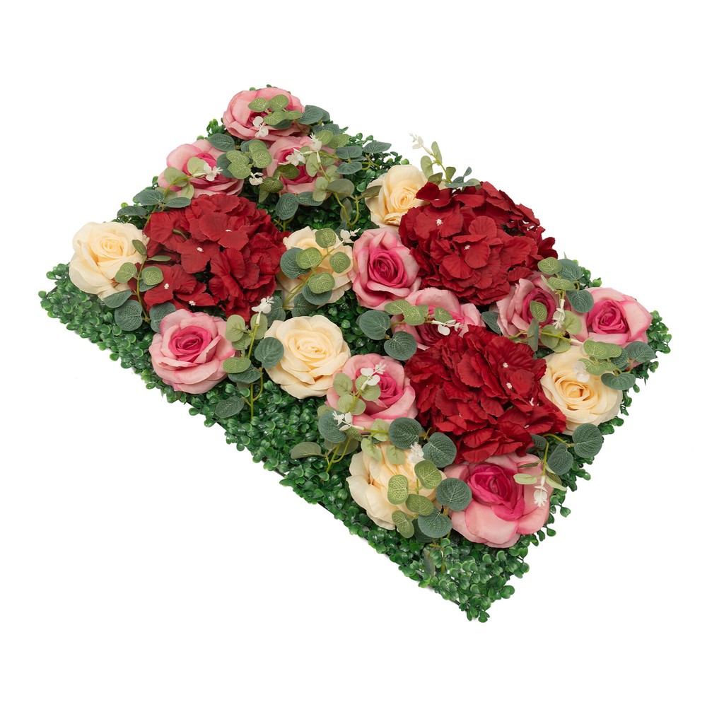 12Pcs Artificial Flower Wall Panel Backdrop Wedding Rose Hydrangea Flower Decor