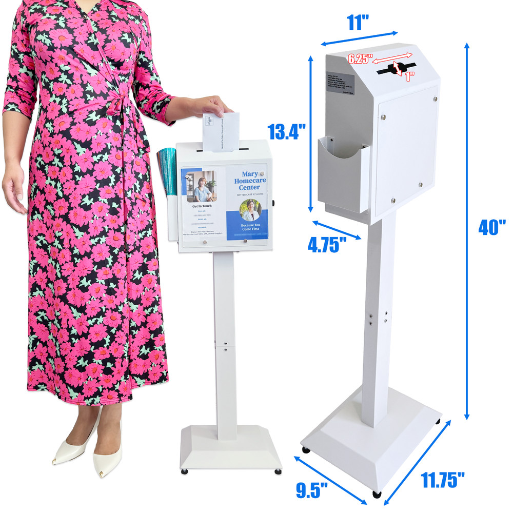 Suggestion Box with Stand, Floor Standing Offering Box with Combination Lock