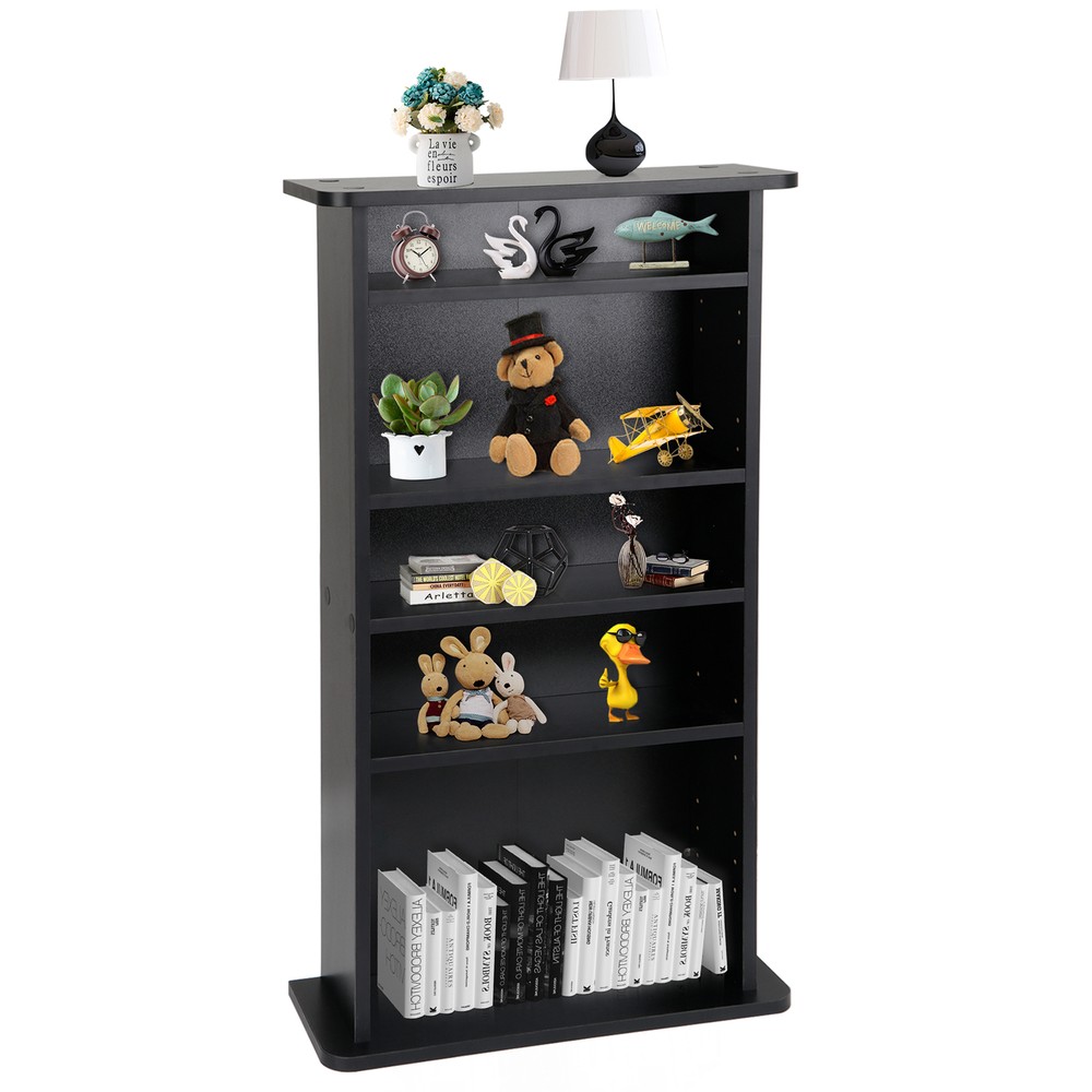 5 Layers CD Media Storage Cabinet DVD Book Shelf Adjustable Home Office Display