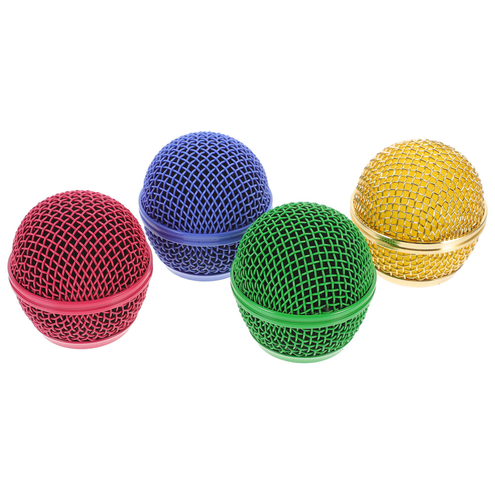 4 Pcs Microphone Mesh Grill Head Replace Microphones Grille Colored Accessories