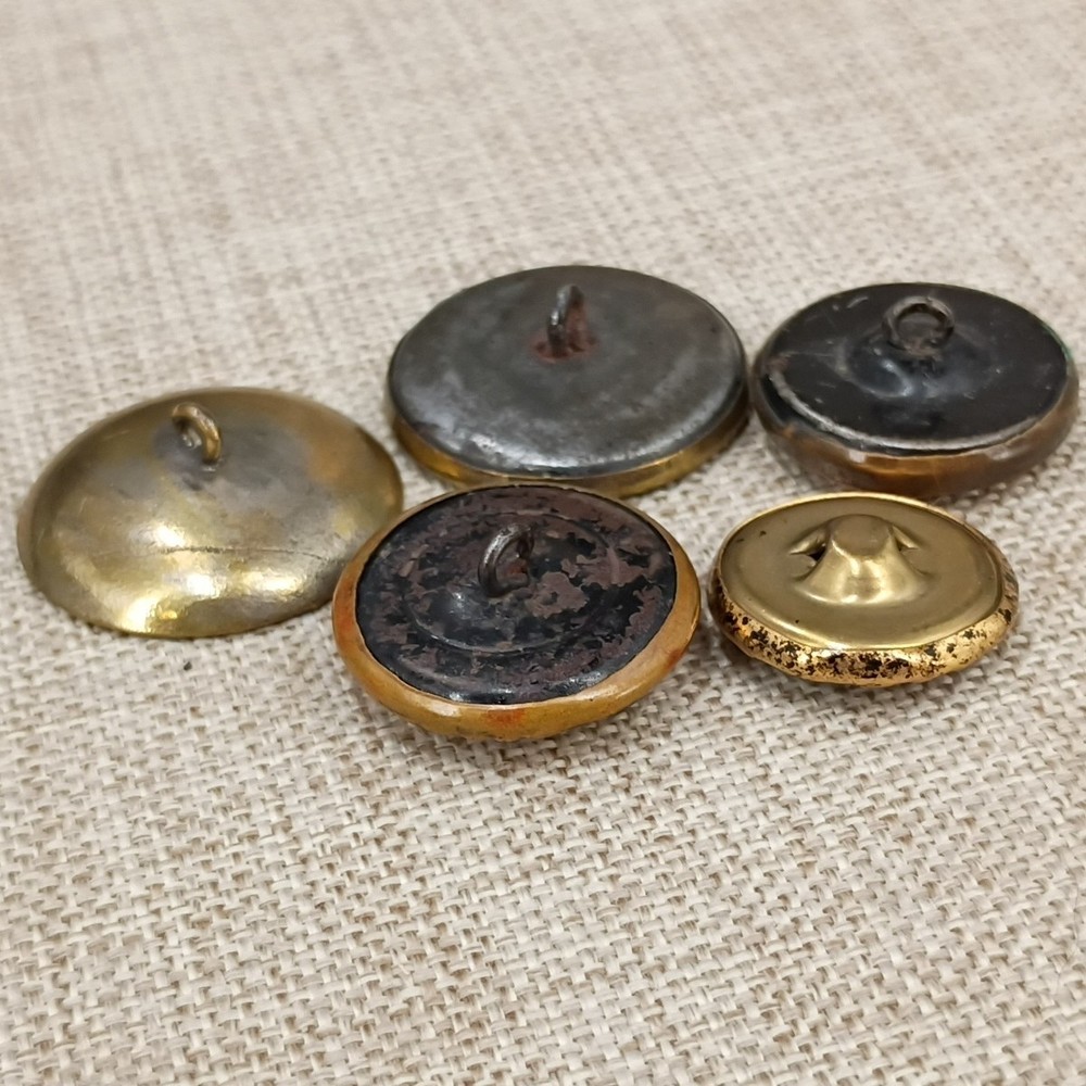 Antique Brass Button Lot 5pc Figural Grape Mirror Back Openwork Art Nouveau