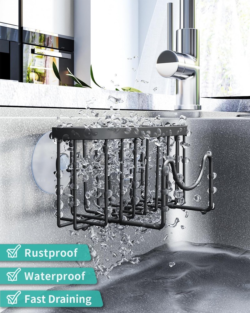 HapiRm Multifunctional Sponge Holder with Unique M-Shaped, 2 Installation Method