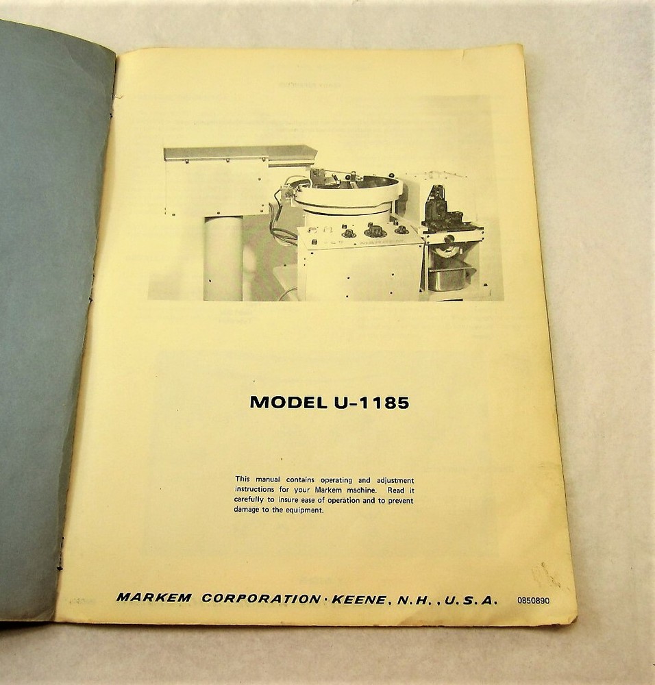 Markem Machine Manual Model U-1185