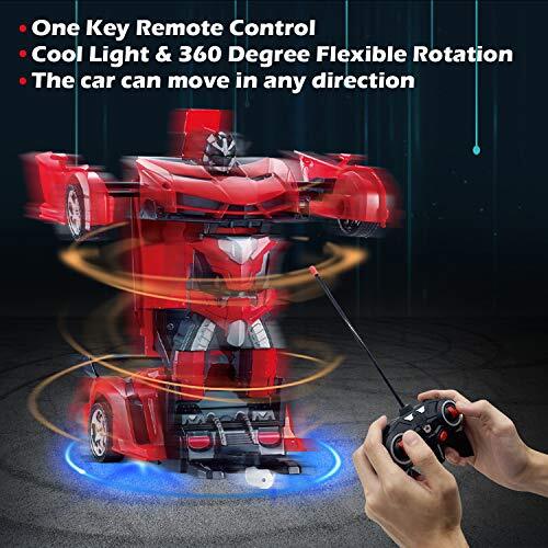 Remote Control Transform Robot Car Toy for Kids with Dazzling Light