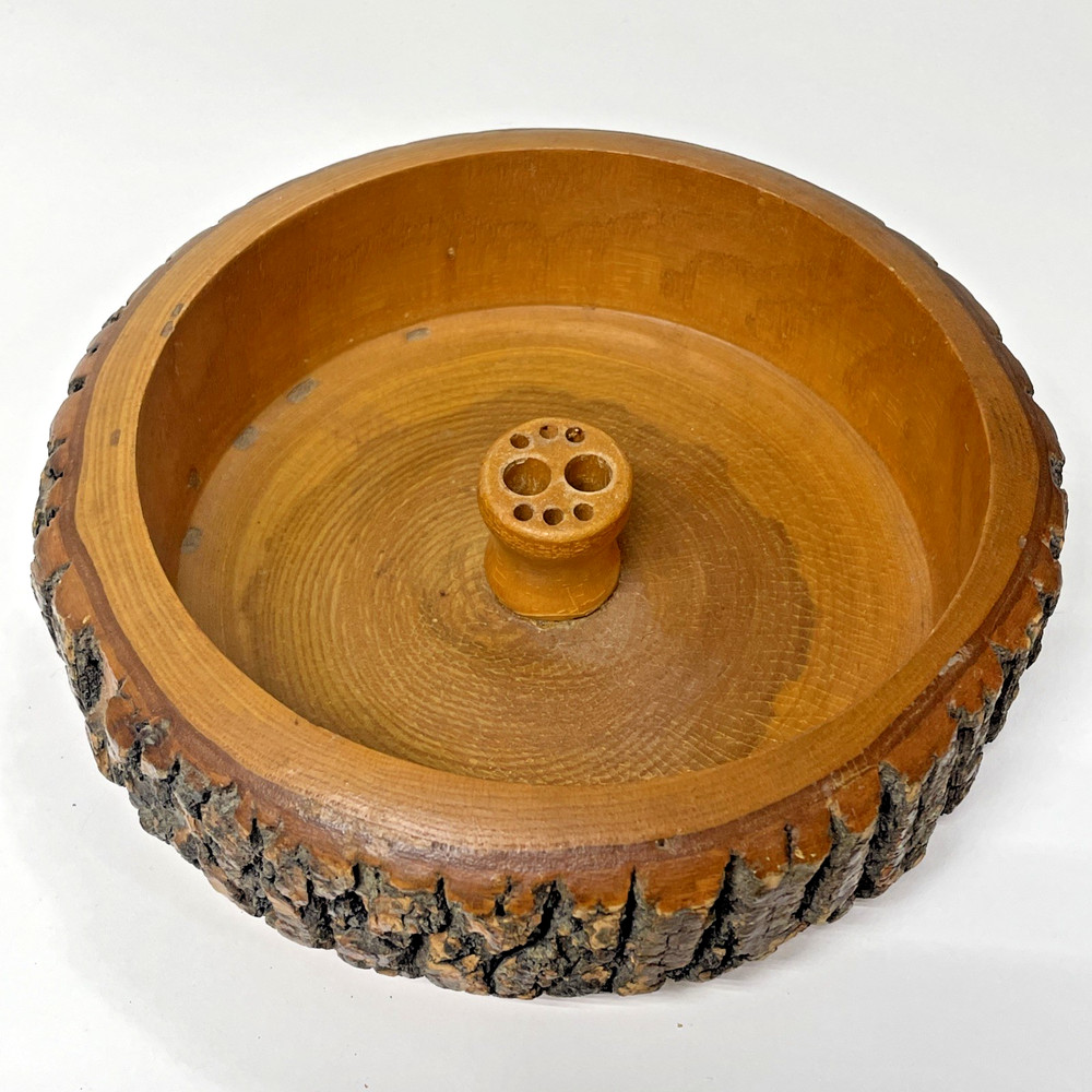 Vintage Wooden Walnut Nutcracker Bowl And Tools Rustic Mid-Century Decor