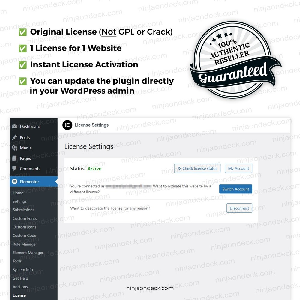 🥷 Elementor Pro Official License ‒ 1-Year / 2-Year