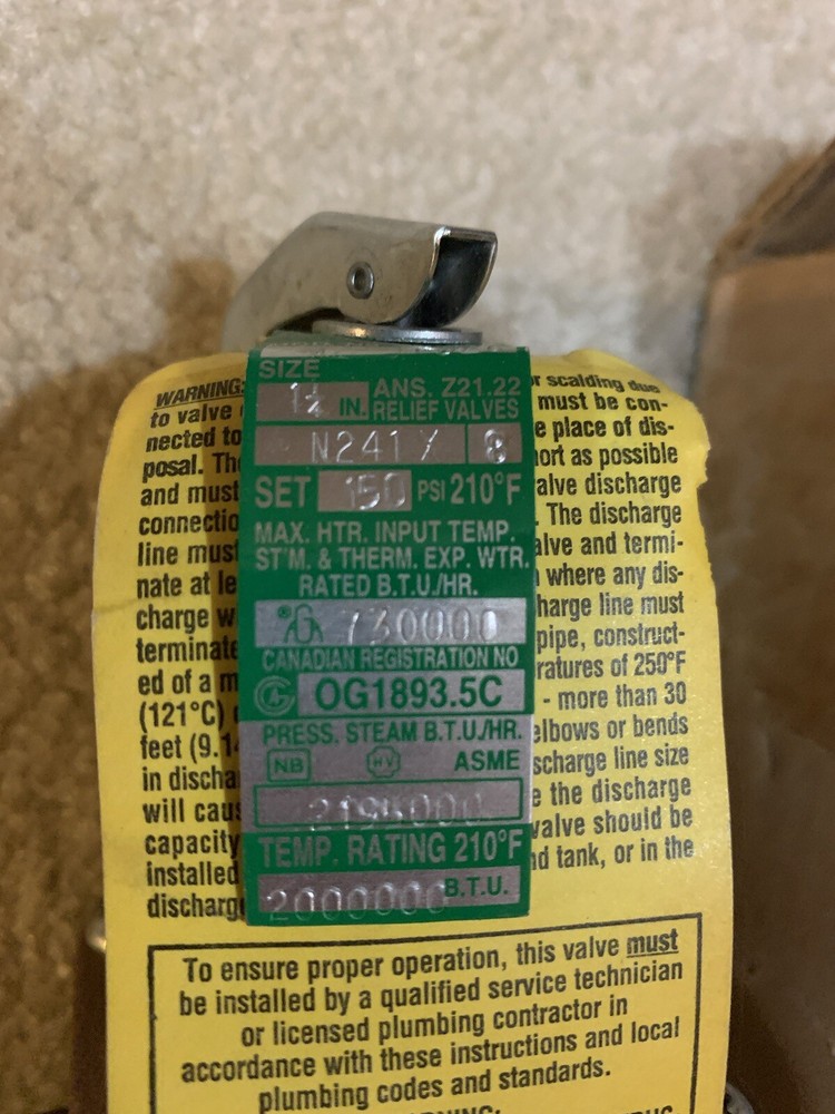 M2 1-1/4 N241X8 Self Closing Combination Type Pressure Relief Valve