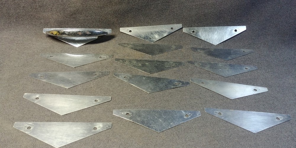 15 1940s Triangle Backplate Cabinet Door Drawer Handle Pull Hardware Lot